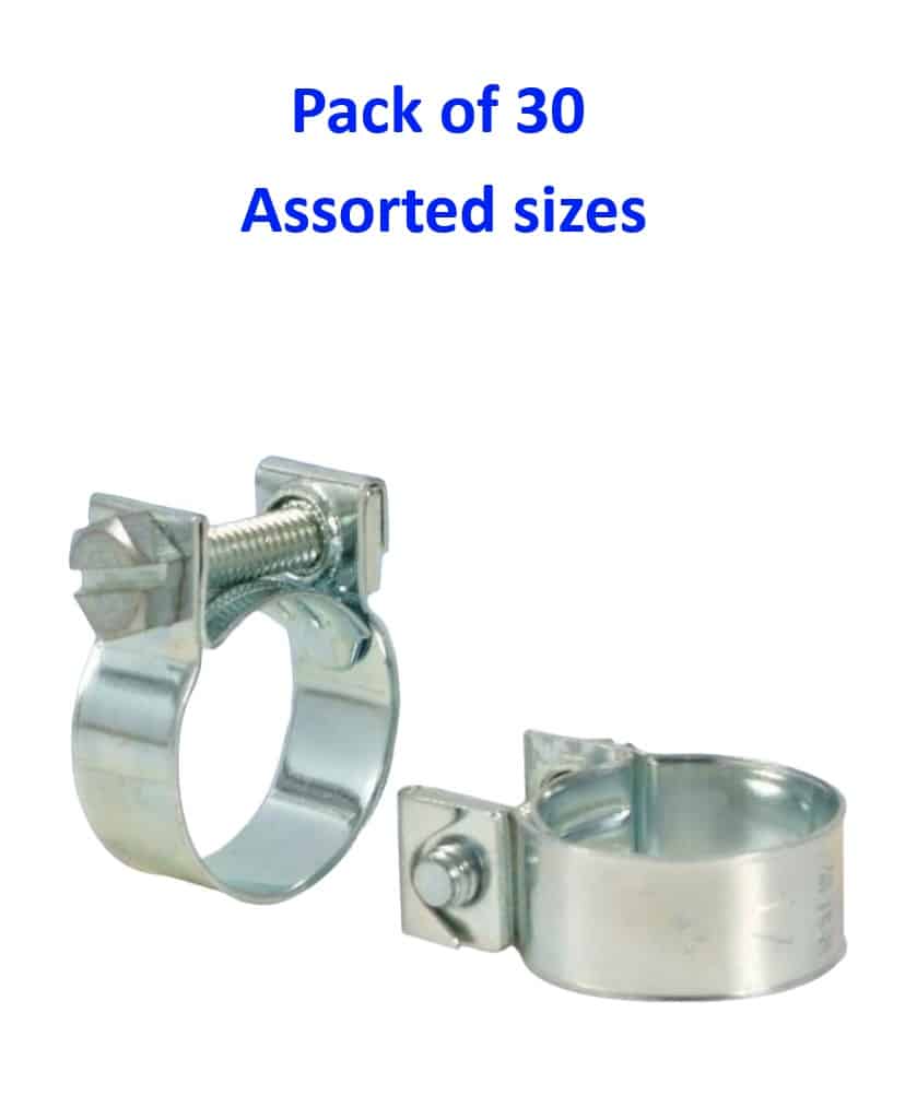 Assortment of nut & bolt clips zinc plated (fuel pipe clips) x 30pcs